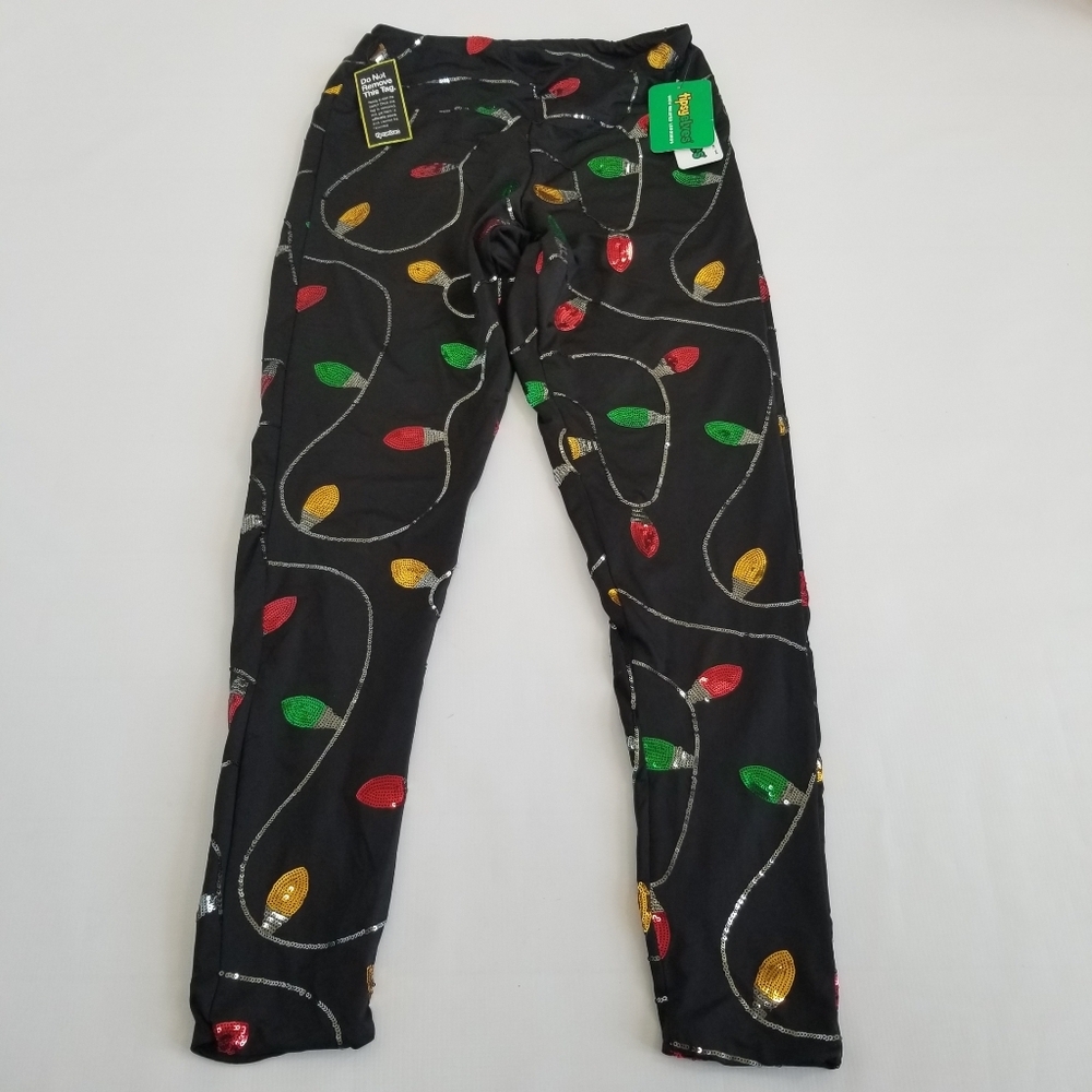 Tipsy Elves Christmas Lights High Waisted Leggings Large NWT
